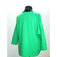 Bawełniana GRUBA BLUZA z haftem na dekolcie - zielona